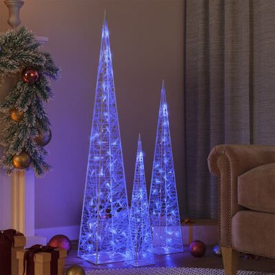 VMP Zestaw stożków dekoracyjnych, niebieski, LED, 60/90/120 cm VMP Zestaw stożków dekoracyjnych, niebieski, LED, 60/90/120 cm