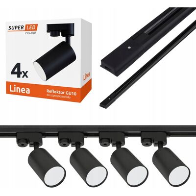 SuperLed Zestaw Szynoprzewód Szyna 1m + 4x Lampa GU10 LED Oświetlenie szynowe SuperLed Zestaw Szynoprzewód Szyna 1m + 4x Lampa GU10 LED Oświetlenie szynowe