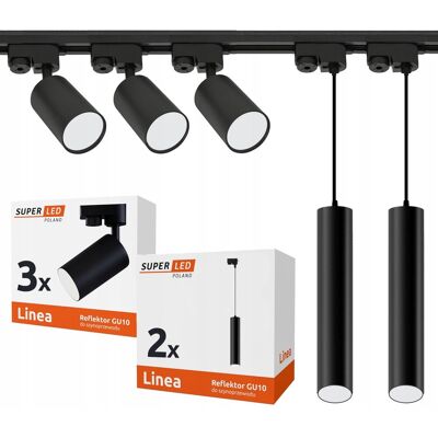 SuperLed Zestaw Szynoprzewód Szyna 2m + 3x oprawa + 2x lampa wisząca GU10 LED SuperLed Zestaw Szynoprzewód Szyna 2m + 3x oprawa + 2x lampa wisząca GU10 LED