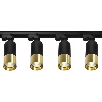 Syntron Zestaw szynoprzewód szyna 2m + 4 lampy gu10 czarno-złoty Syntron Zestaw szynoprzewód szyna 2m + 4 lampy gu10 czarno-złoty