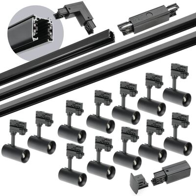 LAITICA Zestaw szynowy 3 fazowy szyna 1m+2m+2m, 12x Lampa, łącznik I + L CZARNY LAITICA Zestaw szynowy 3 fazowy szyna 1m+2m+2m, 12x Lampa, łącznik I + L CZARNY