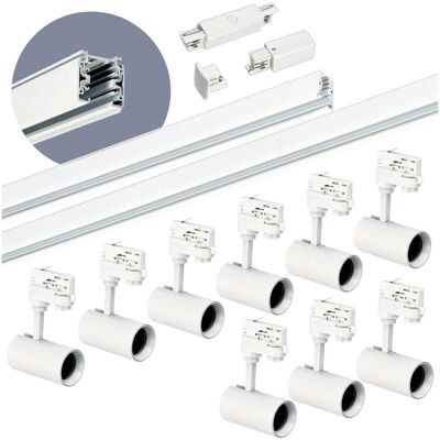 LAITICA Zestaw szynowy 3 fazowy szyna 1m+2m, 9x reflektor, łącznik prosty BIAŁY LAITICA Zestaw szynowy 3 fazowy szyna 1m+2m, 9x reflektor, łącznik prosty BIAŁY