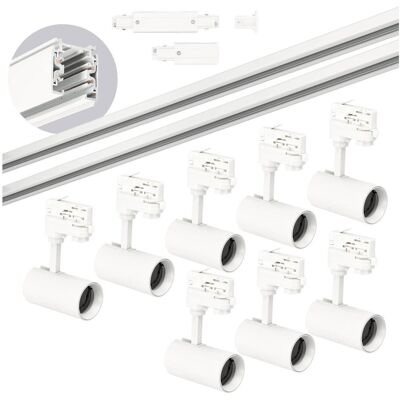 LAITICA Zestaw szynowy 3 fazowy szyna 2m+2m, 8x reflektor GU10,łącznik prosty BIAŁY LAITICA Zestaw szynowy 3 fazowy szyna 2m+2m, 8x reflektor GU10,łącznik prosty BIAŁY