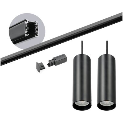 LAITICA Zestaw szynowy 3 fazowy szyna 2m, 2x Lampa wisząca CZARNY kompletny zestaw LAITICA Zestaw szynowy 3 fazowy szyna 2m, 2x Lampa wisząca CZARNY kompletny zestaw