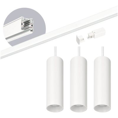LAITICA Zestaw szynowy 3 fazowy szyna 2m, 3x Lampa wisząca BIAŁY kompletny zestaw LAITICA Zestaw szynowy 3 fazowy szyna 2m, 3x Lampa wisząca BIAŁY kompletny zestaw