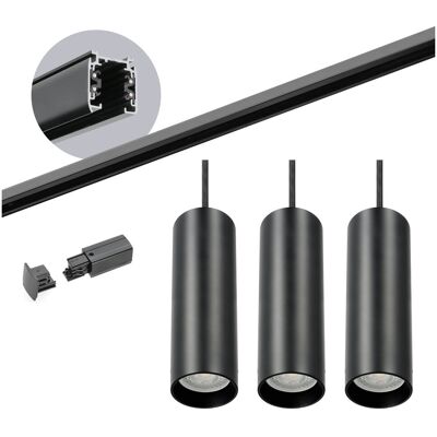LAITICA Zestaw szynowy 3 fazowy szyna 2m, 3x Lampa wisząca CZARNY kompletny zestaw LAITICA Zestaw szynowy 3 fazowy szyna 2m, 3x Lampa wisząca CZARNY kompletny zestaw