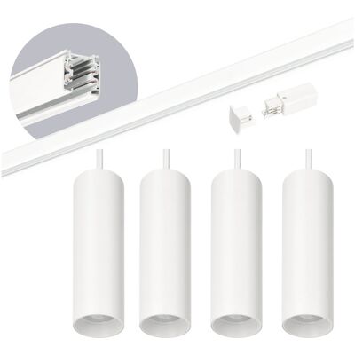 LAITICA Zestaw szynowy 3 fazowy szyna 2m, 4x Lampa wisząca BIAŁY kompletny zestaw LAITICA Zestaw szynowy 3 fazowy szyna 2m, 4x Lampa wisząca BIAŁY kompletny zestaw