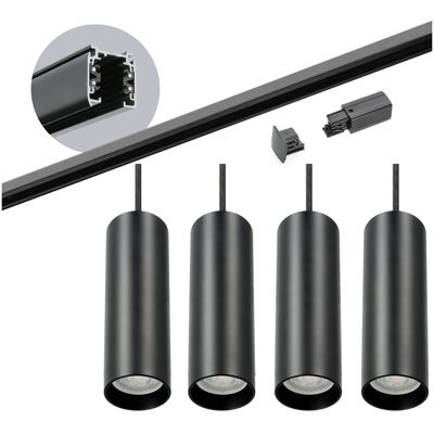 LAITICA Zestaw szynowy 3 fazowy szyna 2m, 4x Lampa wisząca CZARNY kompletny zestaw LAITICA Zestaw szynowy 3 fazowy szyna 2m, 4x Lampa wisząca CZARNY kompletny zestaw
