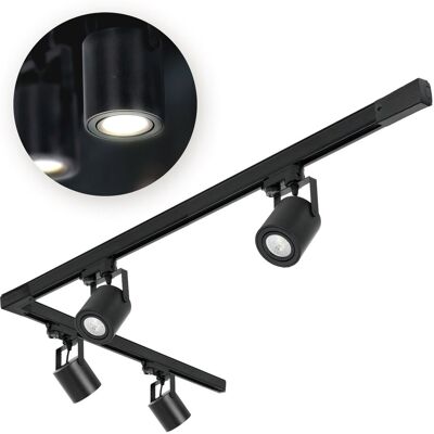 LAITICA Zestaw Szynowy Czarny 3 fazowy 4x Reflektor GU10 + Szyna 1m+2m + Łącznik L LAITICA Zestaw Szynowy Czarny 3 fazowy 4x Reflektor GU10 + Szyna 1m+2m + Łącznik L