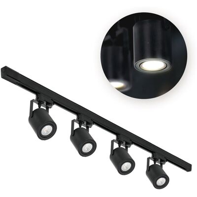 LAITICA Zestaw Szynowy Czarny 3 fazowy 4x Reflektor na GU10 + Szyna 1m Komplet LAITICA Zestaw Szynowy Czarny 3 fazowy 4x Reflektor na GU10 + Szyna 1m Komplet