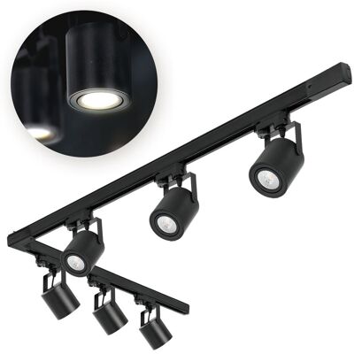 LAITICA Zestaw Szynowy Czarny 3 fazowy 6x Reflektor GU10 + Szyna 1m+2m + Łącznik L LAITICA Zestaw Szynowy Czarny 3 fazowy 6x Reflektor GU10 + Szyna 1m+2m + Łącznik L