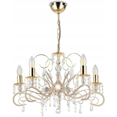 Inny producent Żyrandol Kayen Beżowy Złoty 5xE14 57 cm Kryształki do Salonu Taupe Inny producent Żyrandol Kayen Beżowy Złoty 5xE14 57 cm Kryształki do Salonu Taupe