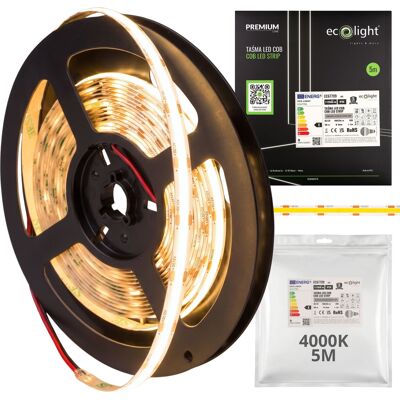 Ecolight Energooszczędna taśma LED 9W/m 1080lm/m, biała neutralna, CIĘTA co 2,5cm - ROLKA 5m/8mm Ecolight Energooszczędna taśma LED 9W/m 1080lm/m, biała neutralna, CIĘTA co 2,5cm - ROLKA 5m/8mm