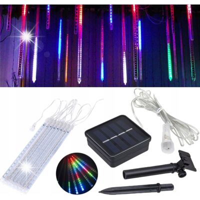 Maclean Girlanda solarna Lampki solarne ogrodowe ozdobne 8 sopli 144 LED RGB 2,4m Maclean Girlanda solarna Lampki solarne ogrodowe ozdobne 8 sopli 144 LED RGB 2,4m