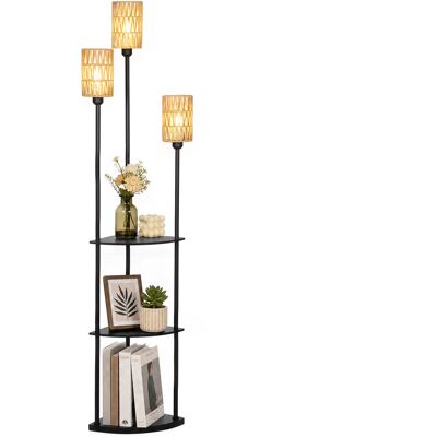 Homcom Lampa Podłogowa Boho, 3-Punktowa, 3 Półki, Abażury Z Papierowego Sznurka Homcom Lampa Podłogowa Boho, 3-Punktowa, 3 Półki, Abażury Z Papierowego Sznurka