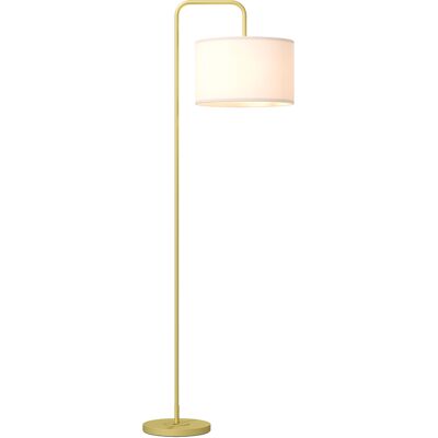 Homcom Lampa podłogowa do salonu z abażurem z tkaniny i przełącznikiem nożnym, złota Homcom Lampa podłogowa do salonu z abażurem z tkaniny i przełącznikiem nożnym, złota
