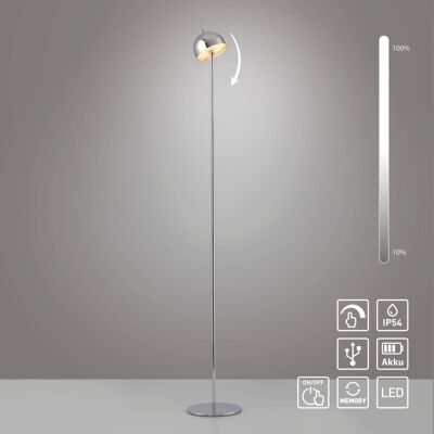 Paul Neuhaus Lampa podłogowa LED srebrna chromowana do salonu sypialni na taras - BELLIS Paul Neuhaus Lampa podłogowa LED srebrna chromowana do salonu sypialni na taras - BELLIS