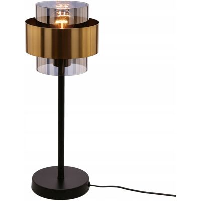 Lampa stołowa czarna mosiężna szklany klosz elegancka do sypialni Candellux Lampa stołowa czarna mosiężna szklany klosz elegancka do sypialni Candellux