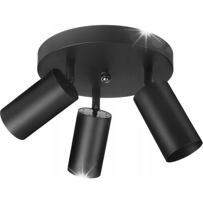 Maclean Lampa sufitowa czarna regulowana LED GU10 3 punkty do kuchni salonu Maclean Lampa sufitowa czarna regulowana LED GU10 3 punkty do kuchni salonu