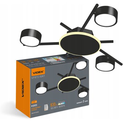 Lampa sufitowa nowoczesna czarna 46cm 3xGX53 30W podświetlenie LED 9W Videx Lampa sufitowa nowoczesna czarna 46cm 3xGX53 30W podświetlenie LED 9W Videx