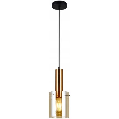 Lampa wisząca mosiężna szklany złoty klosz punktowa nad stół blat Italux Lampa wisząca mosiężna szklany złoty klosz punktowa nad stół blat Italux