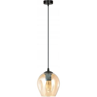 Lampa wisząca punktowa czarna szklany miodowy klosz nad stół Emibig Lampa wisząca punktowa czarna szklany miodowy klosz nad stół Emibig
