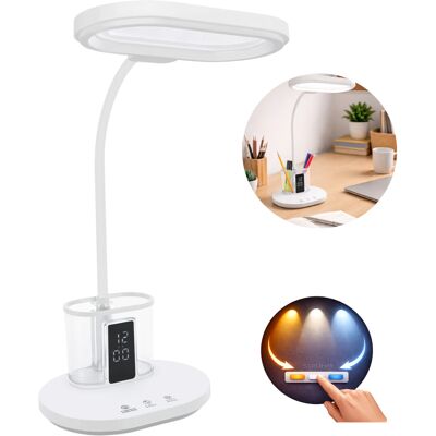 Lampka Biurkowa Led Z Regulacją Światła Zegarem I Lusterkiem Biała 12w Elipso Ideus Lampka Biurkowa Led Z Regulacją Światła Zegarem I Lusterkiem Biała 12w Elipso Ideus
