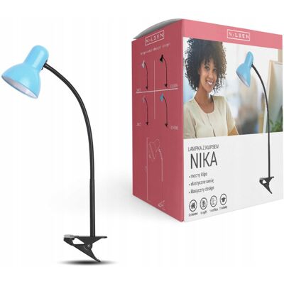 Nilsen Lampka Biurkowa Nocna E27 Nika Niebieska Z Klipsem Nilsen Lampka Biurkowa Nocna E27 Nika Niebieska Z Klipsem