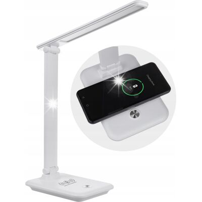 Maclean Lampka na biurko LED szkolna biurkowa ŁADOWARKA INDUKCYJNA telefonu BIAŁA Maclean Lampka na biurko LED szkolna biurkowa ŁADOWARKA INDUKCYJNA telefonu BIAŁA
