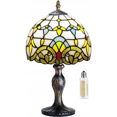 Briloner Lampka Stołowa Lampa Nocna Elegancka Z Witrażem Vintage Szklana Briloner Lampka Stołowa Lampa Nocna Elegancka Z Witrażem Vintage Szklana