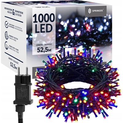 Springos LAMPKI CHOINKOWE 1000LED ZEWNĘTRZNE 8 FUNKCJI ŚWIATŁA KURTYNA ŚWIETLNA IP44 Springos LAMPKI CHOINKOWE 1000LED ZEWNĘTRZNE 8 FUNKCJI ŚWIATŁA KURTYNA ŚWIETLNA IP44