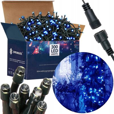 Springos LAMPKI CHOINKOWE 300 LED ZEWNĘTRZNE GRUBE STAŁE ŚWIATŁO 25,5m NIEBIESKIE Springos LAMPKI CHOINKOWE 300 LED ZEWNĘTRZNE GRUBE STAŁE ŚWIATŁO 25,5m NIEBIESKIE