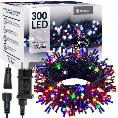 Springos LAMPKI CHOINKOWE 300LED ZEWNĘTRZNE 17,5m ŚWIATEŁKA FLASH NA PRĄD MULTIKOLOR Springos LAMPKI CHOINKOWE 300LED ZEWNĘTRZNE 17,5m ŚWIATEŁKA FLASH NA PRĄD MULTIKOLOR