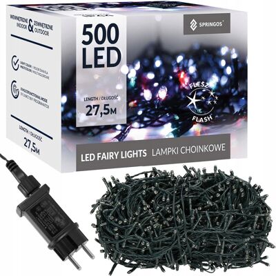Springos LAMPKI CHOINKOWE 500 LED 27,5m ZEWNĘTRZNE MULTIKOLOR ŚWIATŁO + FLASH IP44 Springos LAMPKI CHOINKOWE 500 LED 27,5m ZEWNĘTRZNE MULTIKOLOR ŚWIATŁO + FLASH IP44
