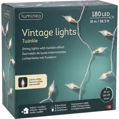 Kaemingk Lampki Choinkowe Vintage 180 Led 17,9 M Ciepła Biel, 8 Funkcji Kaemingk Lampki Choinkowe Vintage 180 Led 17,9 M Ciepła Biel, 8 Funkcji