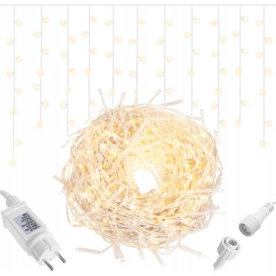 Springos Lampki Zewnętrzne Sople 500led Świąteczne Kurtyna 22,5m Ciepłe Białe Grube Springos Lampki Zewnętrzne Sople 500led Świąteczne Kurtyna 22,5m Ciepłe Białe Grube