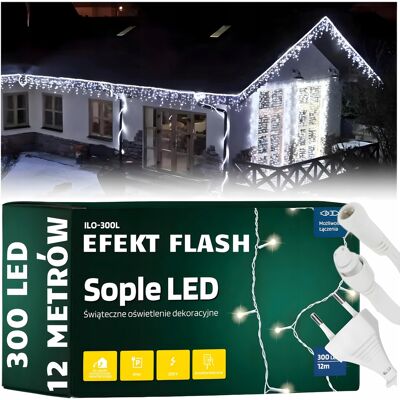 Zolta Lampki zewnętrzne świąteczne sople 300 led z efektem flash flesz światełka Zolta Lampki zewnętrzne świąteczne sople 300 led z efektem flash flesz światełka