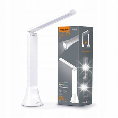 Videx Latarka lampka biurkowa 2w1 regulacja jasności 5W Biała akumulator 1800mAh Videx Latarka lampka biurkowa 2w1 regulacja jasności 5W Biała akumulator 1800mAh