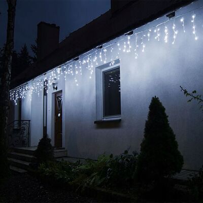 Springos Sople Zewnętrzne 500led Girlanda Świetlna Kurtyna Lampki 22,5m Zimne Białe Springos Sople Zewnętrzne 500led Girlanda Świetlna Kurtyna Lampki 22,5m Zimne Białe