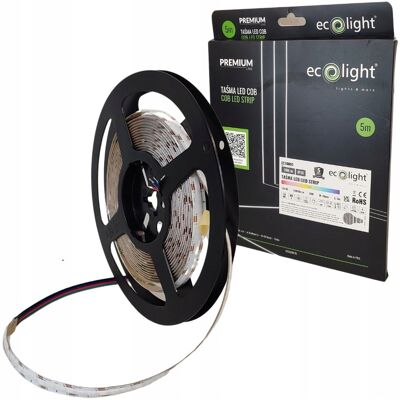 Ecolight Taśma Led Cob Rgb Jednolita 12v Rolka 5m 450led 15w/m Ip20 Ściemnialna Ecolight Taśma Led Cob Rgb Jednolita 12v Rolka 5m 450led 15w/m Ip20 Ściemnialna