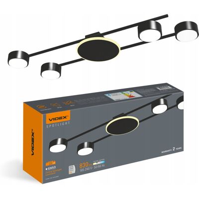 Videx Lampa sufitowa czarna 70 cm LED 4xGX53 9W 2700K nowoczesna Videx Lampa sufitowa czarna 70 cm LED 4xGX53 9W 2700K nowoczesna