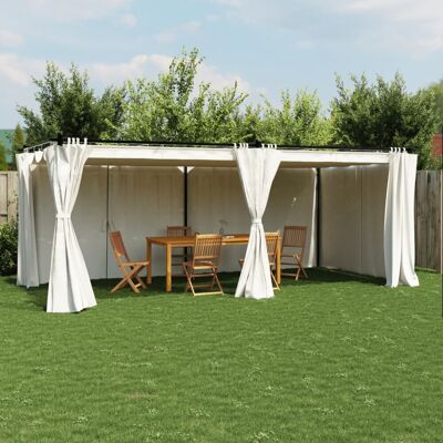 VMP Altana ogrodowa z zasłonami, kremowa, 6x3 m, stal VMP Altana ogrodowa z zasłonami, kremowa, 6x3 m, stal