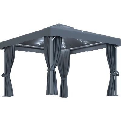 VMP Altana z zasłonami i sznurem lampek LED, 3x3 m, antracytowa VMP Altana z zasłonami i sznurem lampek LED, 3x3 m, antracytowa
