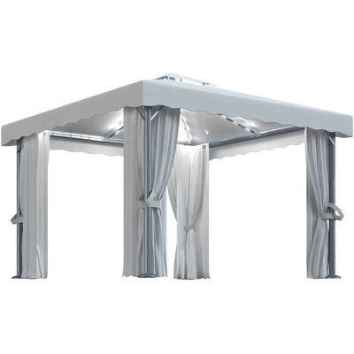 VMP Altana z zasłonami i sznurem lampek LED, 3x3 m, kremowa VMP Altana z zasłonami i sznurem lampek LED, 3x3 m, kremowa