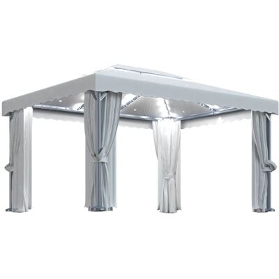 VMP Altana z zasłonami i sznurem lampek LED, 4x3 m, kremowa VMP Altana z zasłonami i sznurem lampek LED, 4x3 m, kremowa