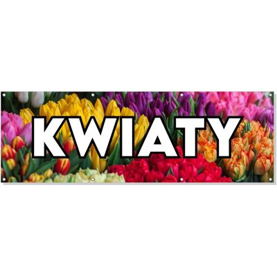 Baner reklamowy oczkowany plandeka reklama zewnętrzny mocny bukiety KWIATY budynek płot ogrodzenie stoisko stelaż 150 cm, drukant B-REK_15_150 Baner reklamowy oczkowany plandeka reklama zewnętrzny mocny bukiety KWIATY budynek płot ogrodzenie stoisko stelaż 150 cm, drukant B-REK_15_150