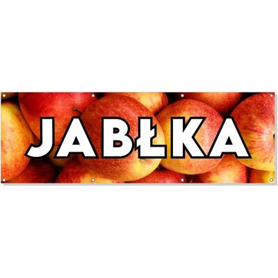 Baner reklamowy oczkowany plandeka reklama zewnętrzny mocny JABŁKA budynek płot ogrodzenie stoisko stelaż 150cm, drukant B-REK_14_150 Baner reklamowy oczkowany plandeka reklama zewnętrzny mocny JABŁKA budynek płot ogrodzenie stoisko stelaż 150cm, drukant B-REK_14_150