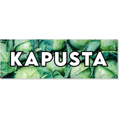 Baner reklamowy oczkowany plandeka reklama zewnętrzny mocny KAPUSTA budynek płot ogrodzenie stoisko stelaż 150cm, drukant B-REK_13_150 Baner reklamowy oczkowany plandeka reklama zewnętrzny mocny KAPUSTA budynek płot ogrodzenie stoisko stelaż 150cm, drukant B-REK_13_150