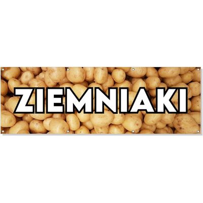 Baner reklamowy oczkowany plandeka reklama zewnętrzny mocny kartofle ZIEMNIAKI budynek płot ogrodzenie stoisko stelaż 150cm, drukant B-REK_07_150 Baner reklamowy oczkowany plandeka reklama zewnętrzny mocny kartofle ZIEMNIAKI budynek płot ogrodzenie stoisko stelaż 150cm, drukant B-REK_07_150