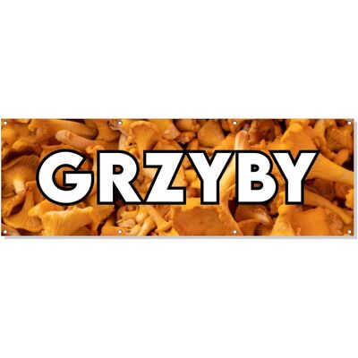 Baner reklamowy oczkowany plandeka reklama zewnętrzny mocny kurki GRZYBY budynek płot ogrodzenie stoisko stelaż 150 cm, drukant B-REK_18_150 Baner reklamowy oczkowany plandeka reklama zewnętrzny mocny kurki GRZYBY budynek płot ogrodzenie stoisko stelaż 150 cm, drukant B-REK_18_150